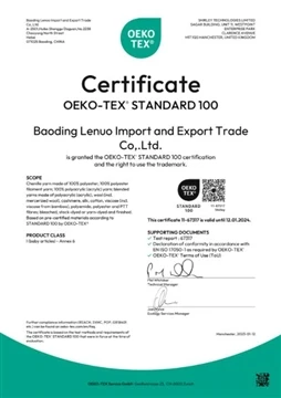 Baoding Leno Import And Export Trading Company Has Passed The OEKO-TEX Certif...
